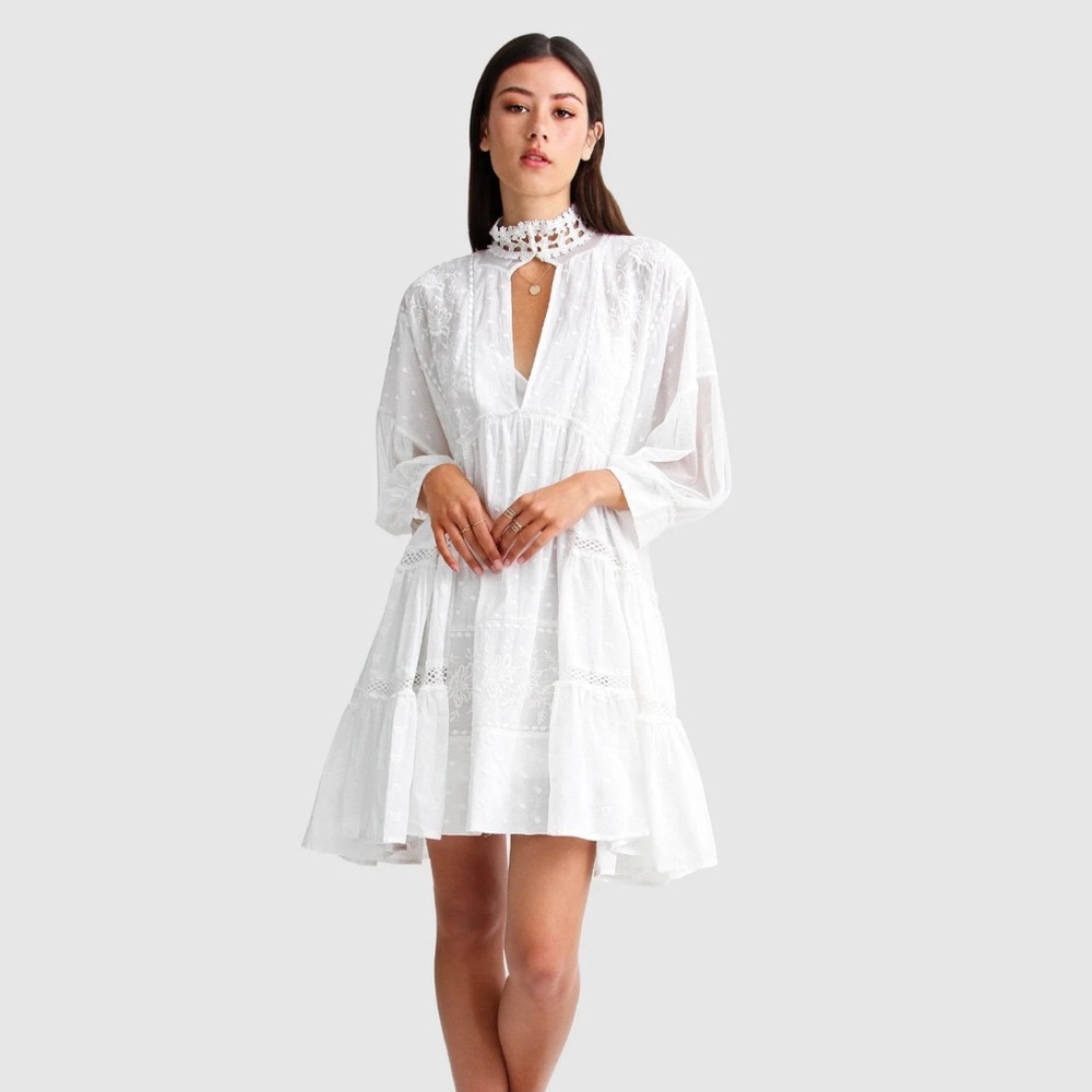 Bohemian Lace oversized Dress medium free people  White - Picture 3 of 11
